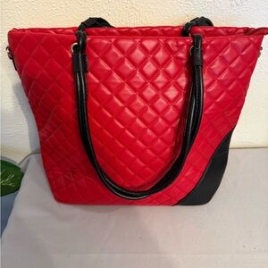 Red Quilted Tote Bag